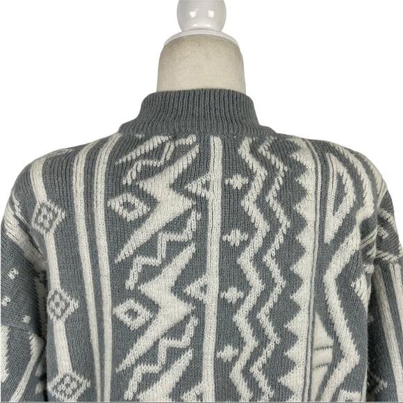 Kitty Hawk Retro Mix Print 80s Pullover Knit Sweater with Shoulder Pads Medium - Picture 8 of 13